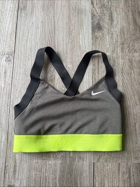 Nike Gray Sports Bra with Neon Yellow Band